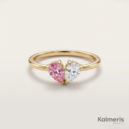 Bague Liora – plaqué or 18 carats, deux pierres de naissance en goutte