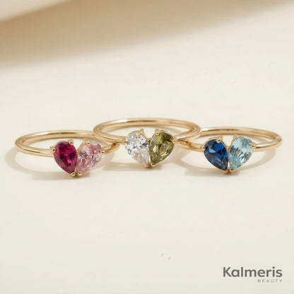 Trois bagues Liora avec différentes combinaisons de pierres