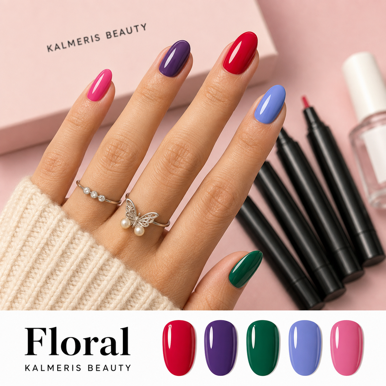 PACK 5 Stylos Vernis à Ongles sans Lampe UV | Kalmeris Beauty™