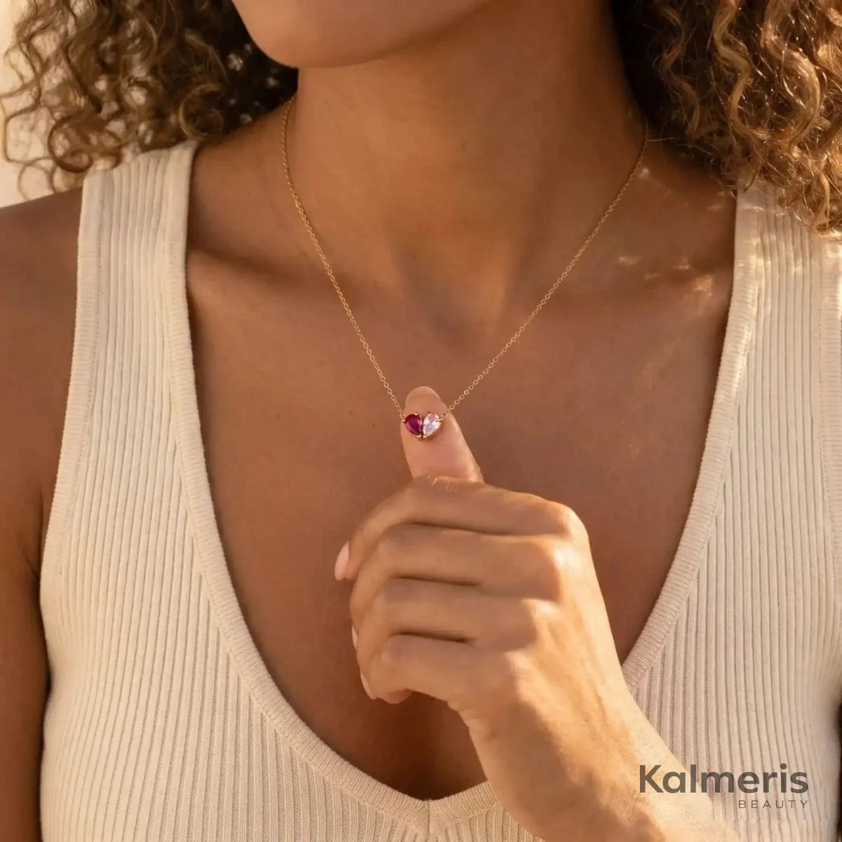 Collier Liora – deux pierres de naissance en forme de cœur
